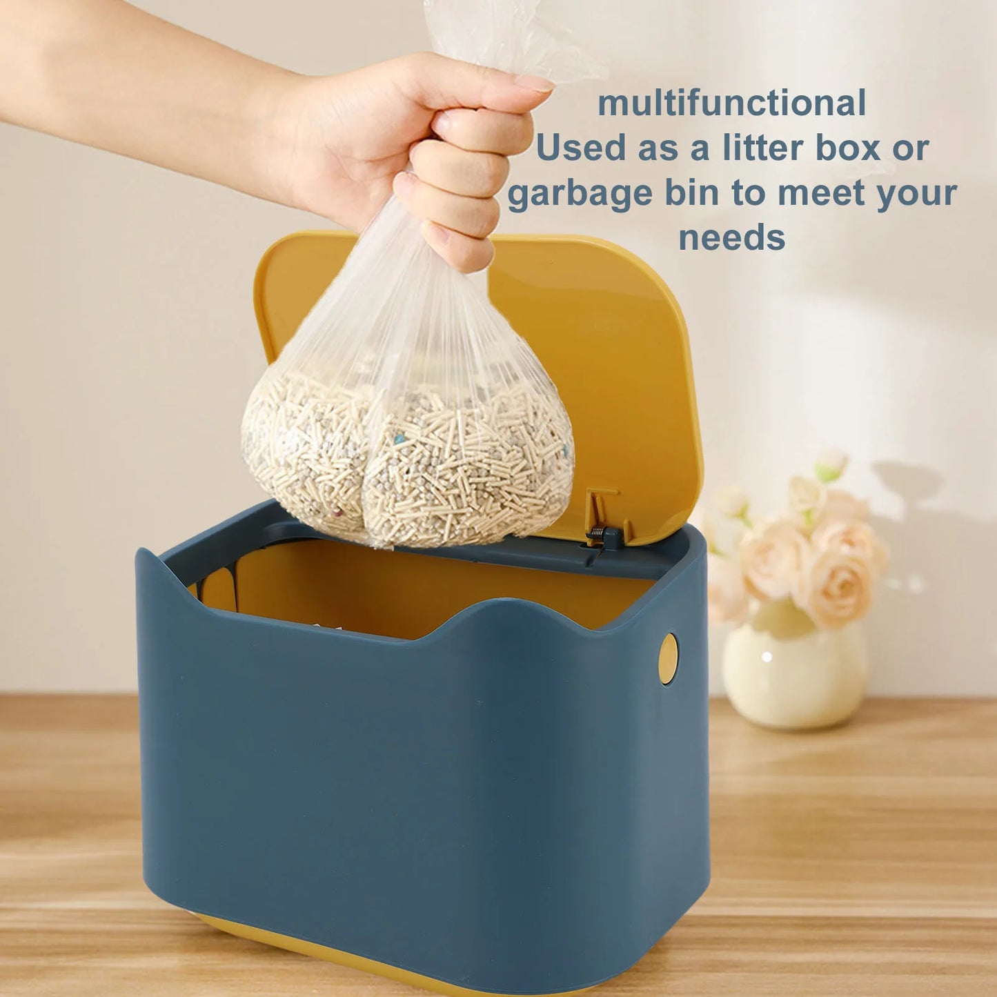 Cat Litter Trash Can with Press Type Lid