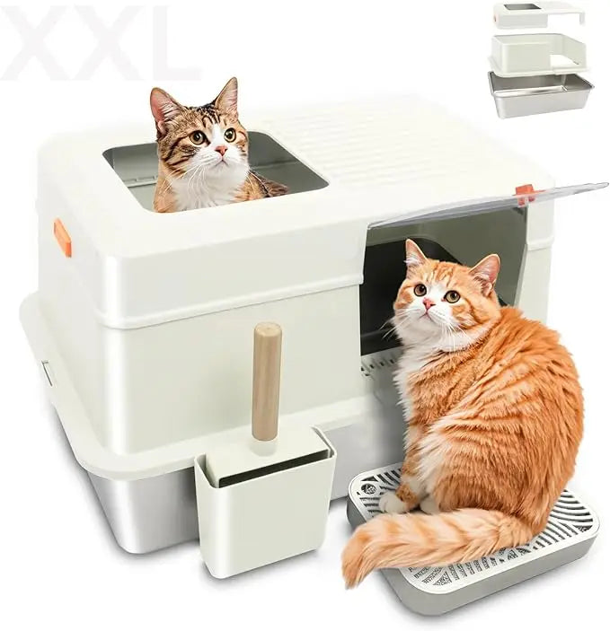 Stainless Steel Enclosed Cat Litter Box with Lid